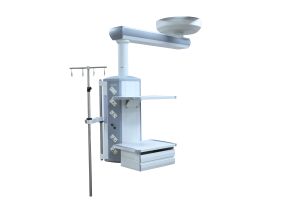 Pneumatic brake medical tower with vertical lift